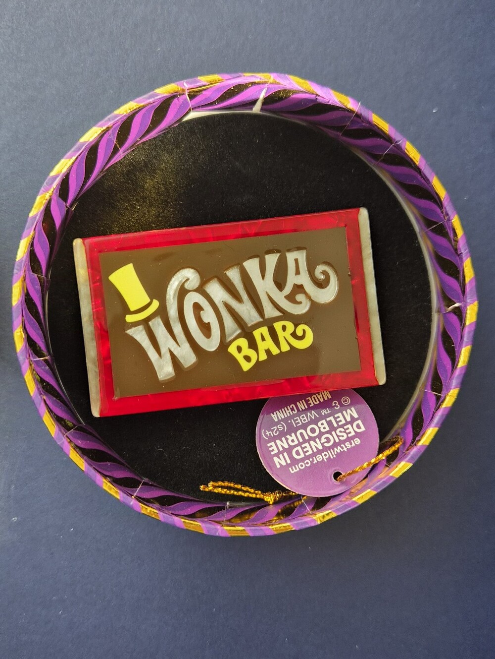 *NIB* [Erstwilder] Original Wonka Bar Brooch, BHCQ110, Willy Wonka